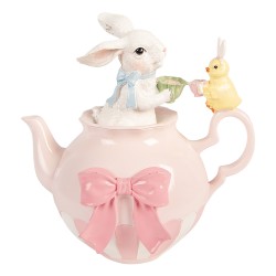 Clayre & Eef Dekorationsfigur Kaninchen 20x14x20 cm Weiß Kunststoff