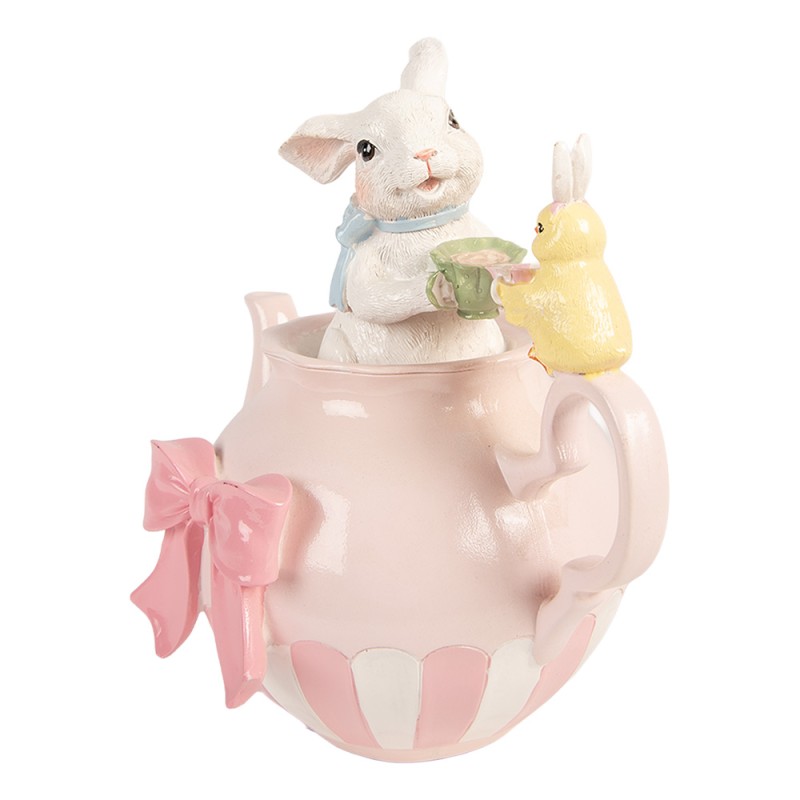 Clayre & Eef Dekorationsfigur Kaninchen 20x14x20 cm Weiß Kunststoff