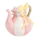 Clayre & Eef Kerzenständer Teekanne 13x10x11 cm Rosa Kunststoff