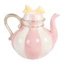Clayre & Eef Kerzenständer Teekanne 13x10x11 cm Rosa Kunststoff