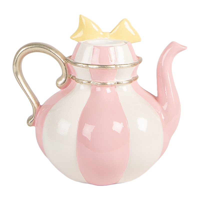 Clayre & Eef Kerzenständer Teekanne 13x10x11 cm Rosa Kunststoff