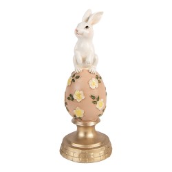 Clayre & Eef Decoratie Beeld Konijn Ø 10x26 cm Wit Kunststof