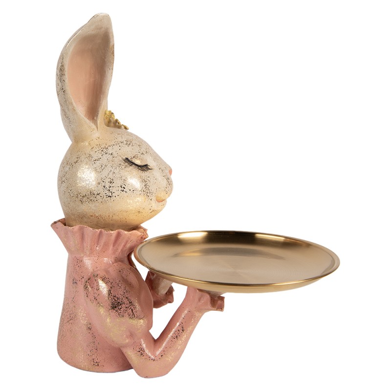 Clayre & Eef Dekorationsfigur Kaninchen 27x24x30 cm Beige Kunststoff