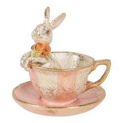 Clayre & Eef Dekorationsfigur Kaninchen Ø 12x12 cm Beige Kunststoff