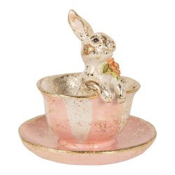 Clayre & Eef Dekorationsfigur Kaninchen Ø 12x12 cm Beige Kunststoff