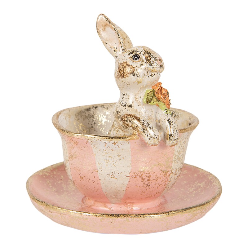 Clayre & Eef Dekorationsfigur Kaninchen Ø 12x12 cm Beige Kunststoff