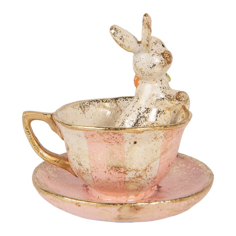 Clayre & Eef Dekorationsfigur Kaninchen Ø 12x12 cm Beige Kunststoff