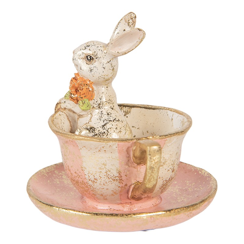 Clayre & Eef Dekorationsfigur Kaninchen Ø 12x12 cm Beige Kunststoff