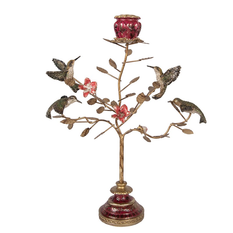 Clayre & Eef Kerzenständer 27x17x38 cm Goldfarbig Kunststoff