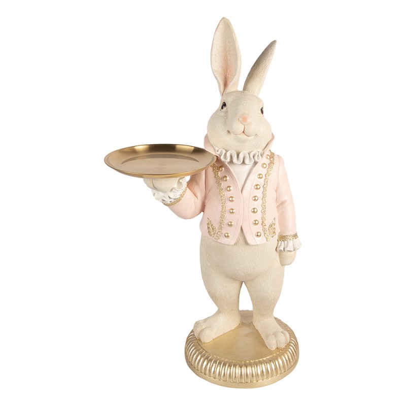 Clayre & Eef Statuetta decorativa Coniglio 39x24x70 cm Beige Plastica