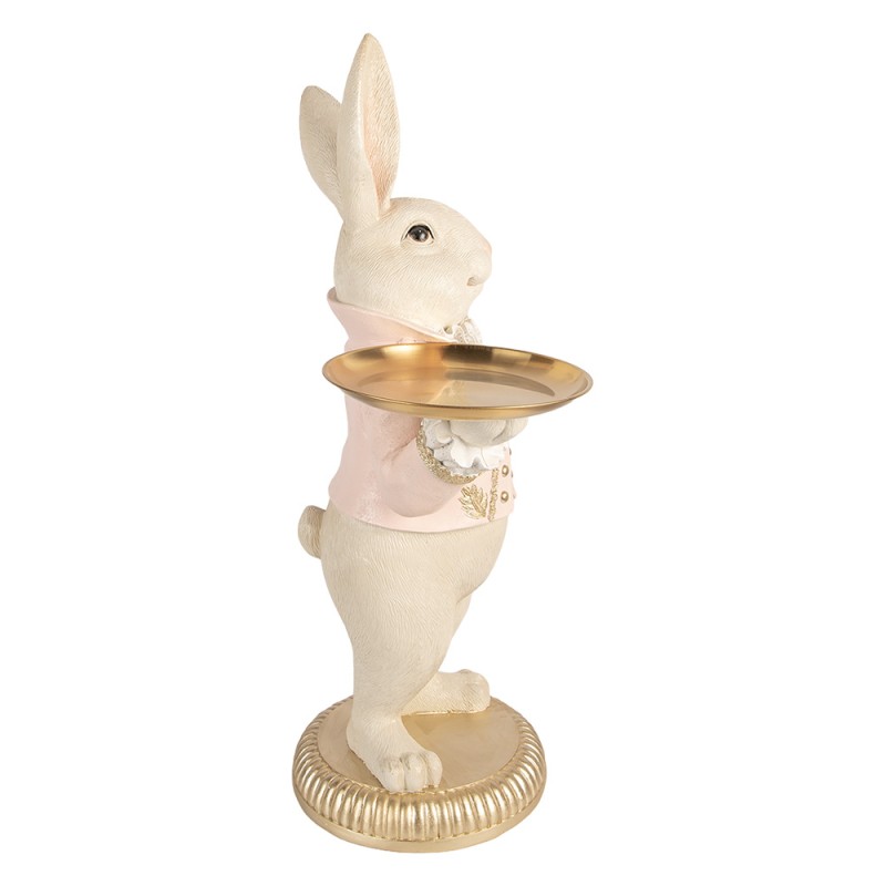Clayre & Eef Statuetta decorativa Coniglio 39x24x70 cm Beige Plastica