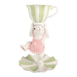 Clayre & Eef Decoratie Beeld Konijn Ø 15x24 cm Wit Kunststof