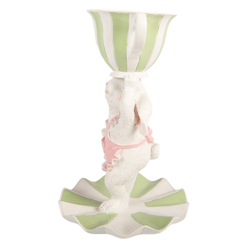 Clayre & Eef Decoratie Beeld Konijn Ø 15x24 cm Wit Kunststof