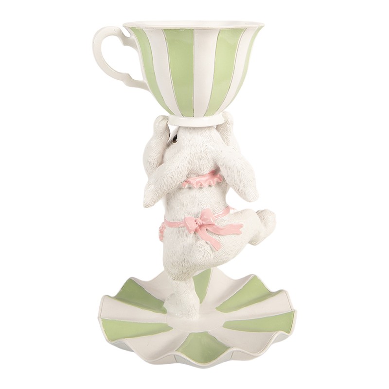 Clayre & Eef Decoratie Beeld Konijn Ø 15x24 cm Wit Kunststof