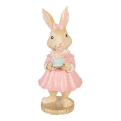 Clayre & Eef Image de décoration Lapin 9x9x19 cm Beige Plastique