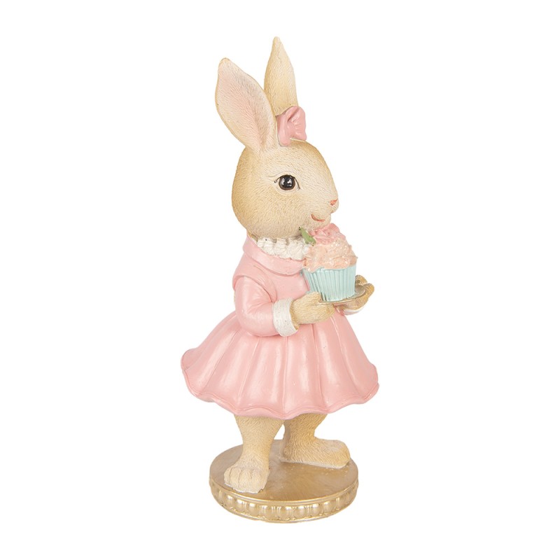 Clayre & Eef Image de décoration Lapin 9x9x19 cm Beige Plastique