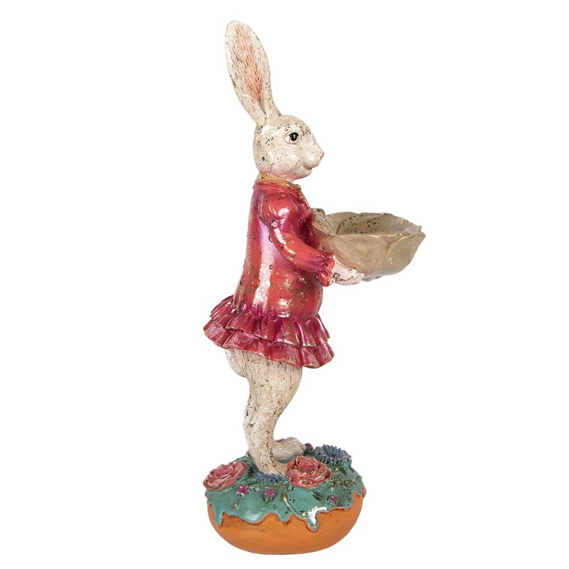 Clayre & Eef Dekorationsfigur Kaninchen 11x14x30 cm Beige Kunststoff