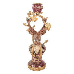 Clayre & Eef Kandelaar Hert 14x11x31 cm Bruin Kunststof