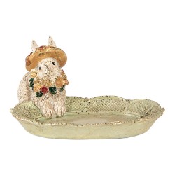 Clayre & Eef Bol de décoration Lapin 14x12x8 cm Beige Plastique