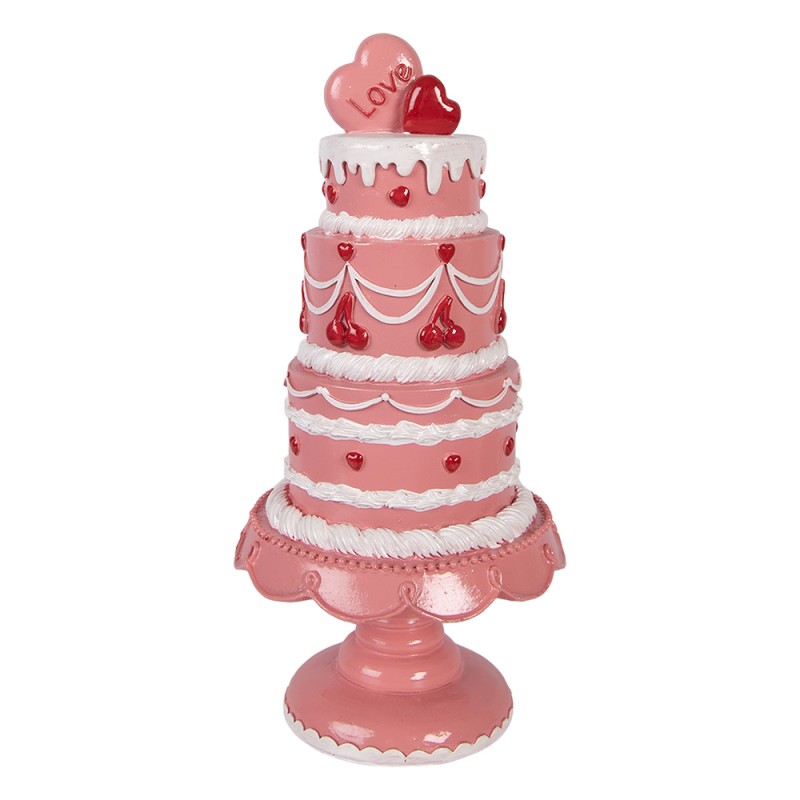 Clayre & Eef Dekorationsfigur Kuchen Ø 16x33 cm Rosa Kunststoff