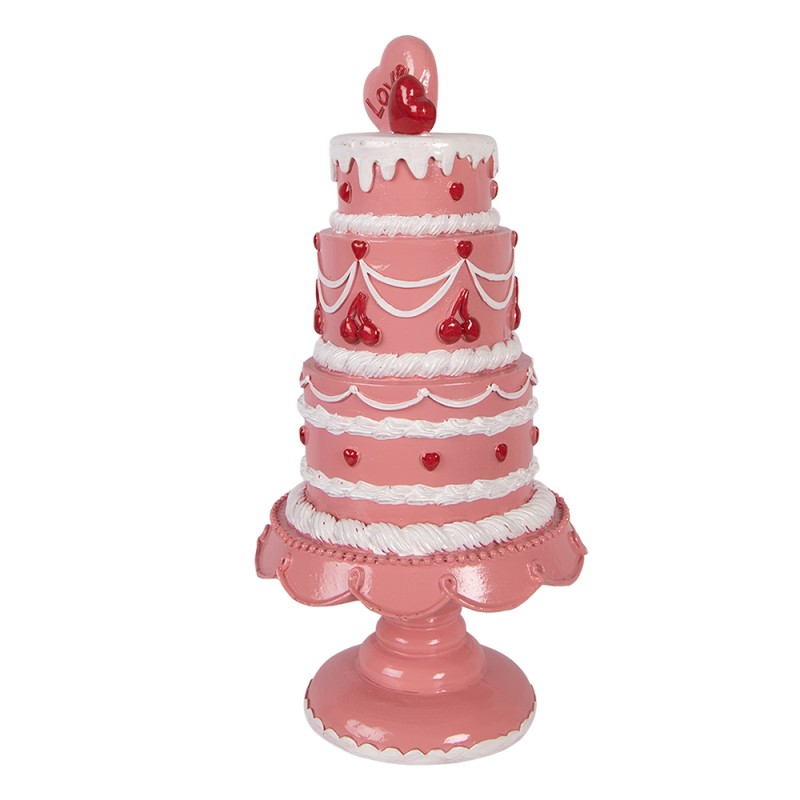 Clayre & Eef Dekorationsfigur Kuchen Ø 16x33 cm Rosa Kunststoff