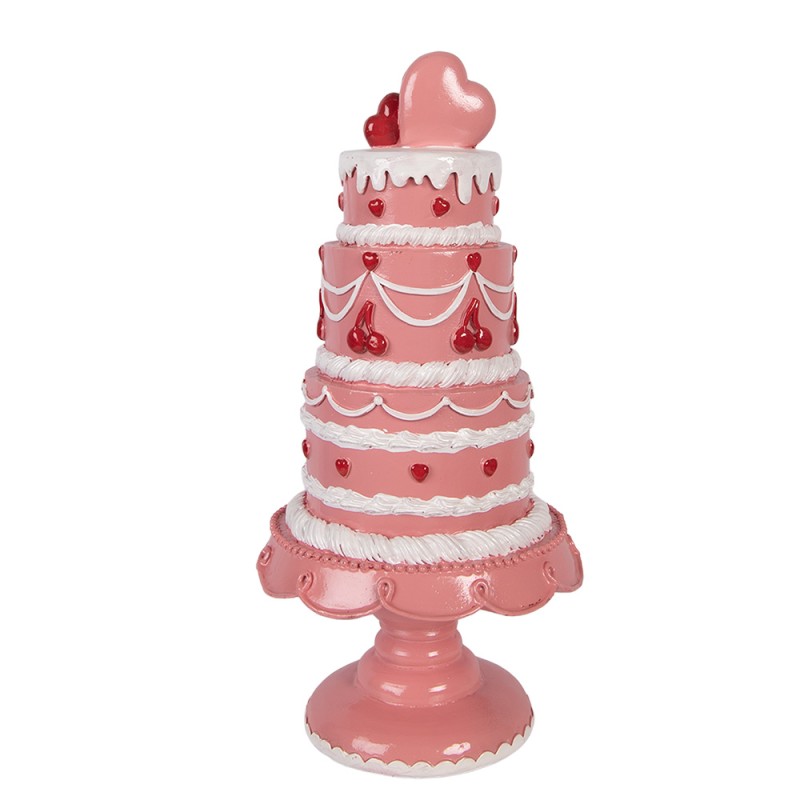 Clayre & Eef Dekorationsfigur Kuchen Ø 16x33 cm Rosa Kunststoff