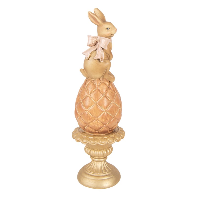 Clayre & Eef Decoratie Beeld Konijn Ø 8x27 cm Bruin Kunststof