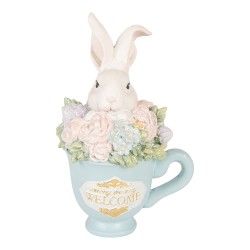 Clayre & Eef Decoratie Beeld Konijn 11x9x16 cm Wit Kunststof