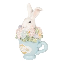 Clayre & Eef Decoratie Beeld Konijn 11x9x16 cm Wit Kunststof