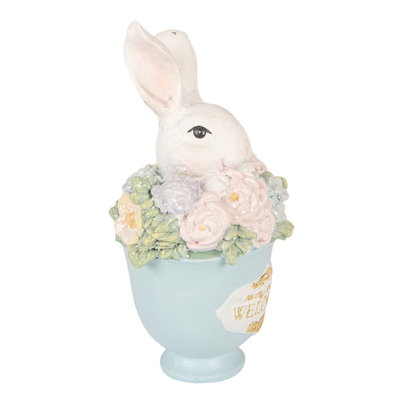 Clayre & Eef Decoratie Beeld Konijn 11x9x16 cm Wit Kunststof