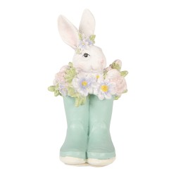 Clayre & Eef Statuetta decorativa Coniglio 9x9x15 cm Bianco Plastica