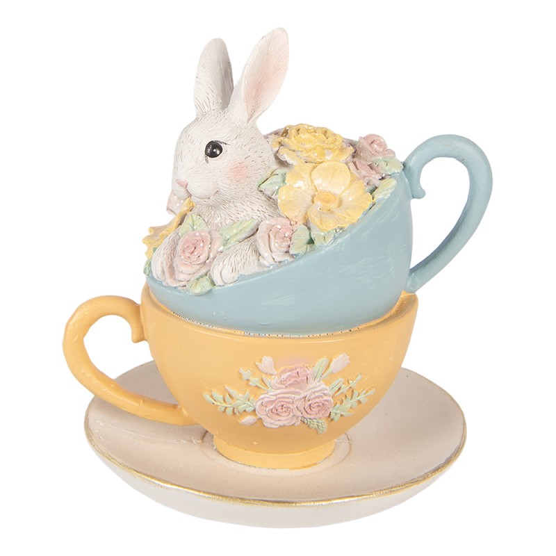 Clayre & Eef Decoratie Beeld Konijn 13x14x15 cm Wit Kunststof