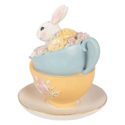 Clayre & Eef Decoratie Beeld Konijn 13x14x15 cm Wit Kunststof