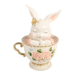 Clayre & Eef Decoratie Beeld Konijn 16x13x22 cm Wit Kunststof