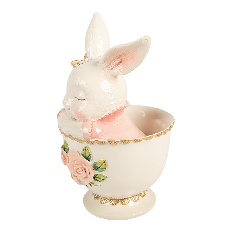 Clayre & Eef Decoratie Beeld Konijn 16x13x22 cm Wit Kunststof