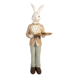 Clayre & Eef Statuetta decorativa Coniglio 20x20x56 cm Bianco Plastica