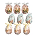 Clayre & Eef Easter ornament set of 9 Ø 5x8 cm Blue Plastic