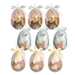 Clayre & Eef Easter ornament set of 9 Ø 5x8 cm Blue Plastic