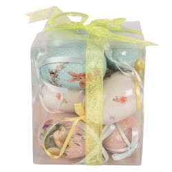 Clayre & Eef Easter ornament set of 9 Ø 5x8 cm Blue Plastic