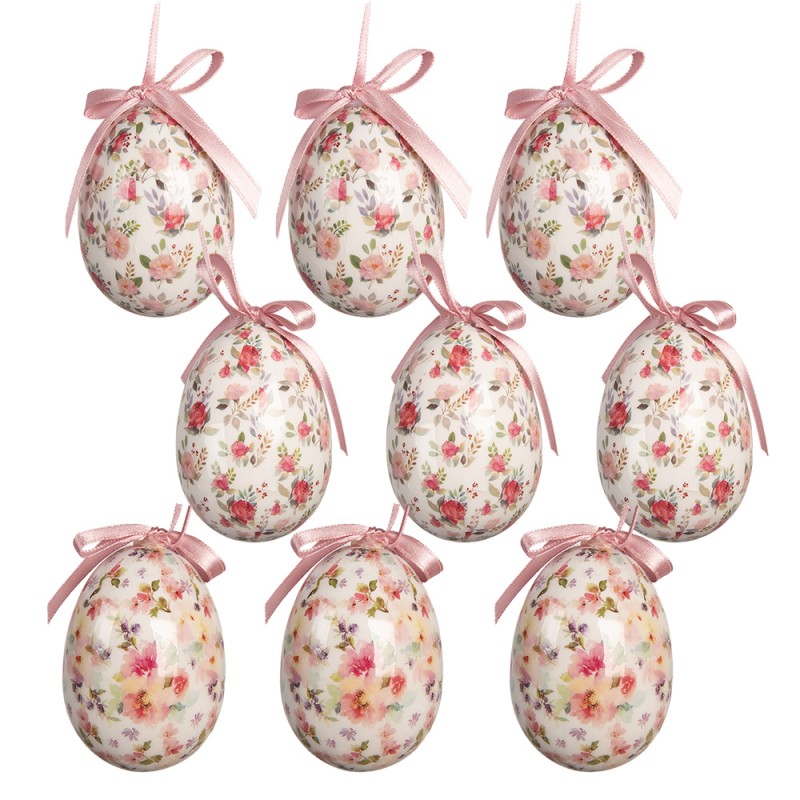 Clayre & Eef Easter ornament set of 9 Ø 5x8 cm White Plastic