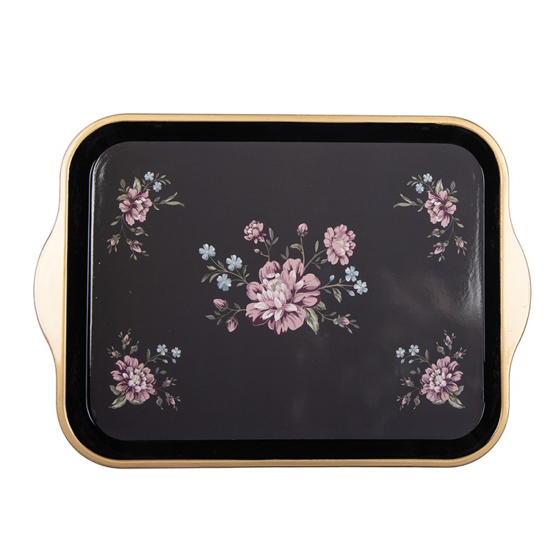 Clayre & Eef Plateau 38x27x2 cm Noir Plastique