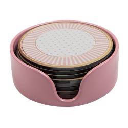 Clayre & Eef Onderzetters voor Glazen Ø 10x4 cm Beige Kunststof