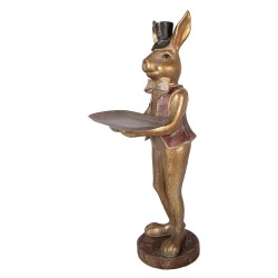 Clayre & Eef Decoratie Beeld Konijn 19x15x52 cm Bruin Kunststof