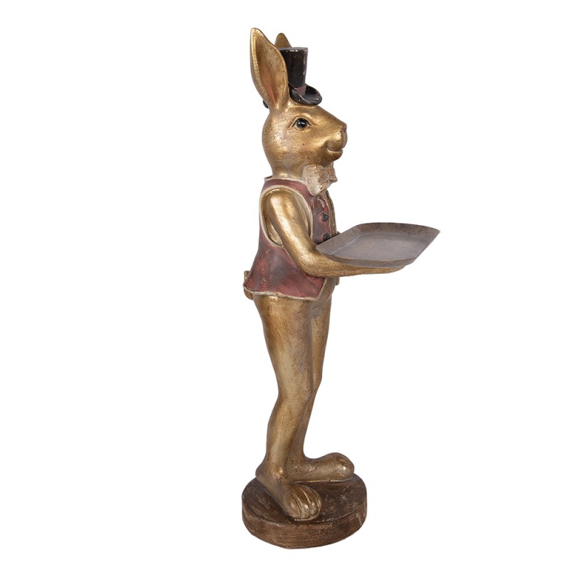 Clayre & Eef Decoratie Beeld Konijn 19x15x52 cm Bruin Kunststof