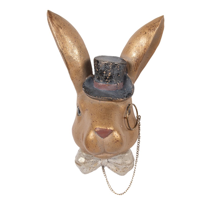 Clayre & Eef Decoratie Beeld Konijn 17x11x25 cm Goudkleurig Kunststof