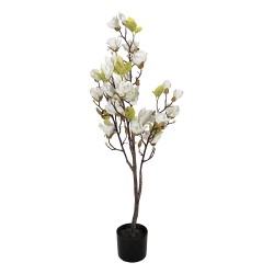 Clayre & Eef Piante artificiale Magnolia 20x15x120 cm Bianco Plastica
