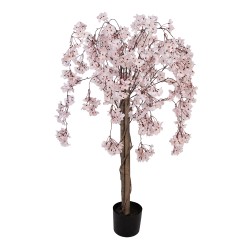 Clayre & Eef Albero artificiale di fiori di pesco 30x30x120 cm Rosa Plastica