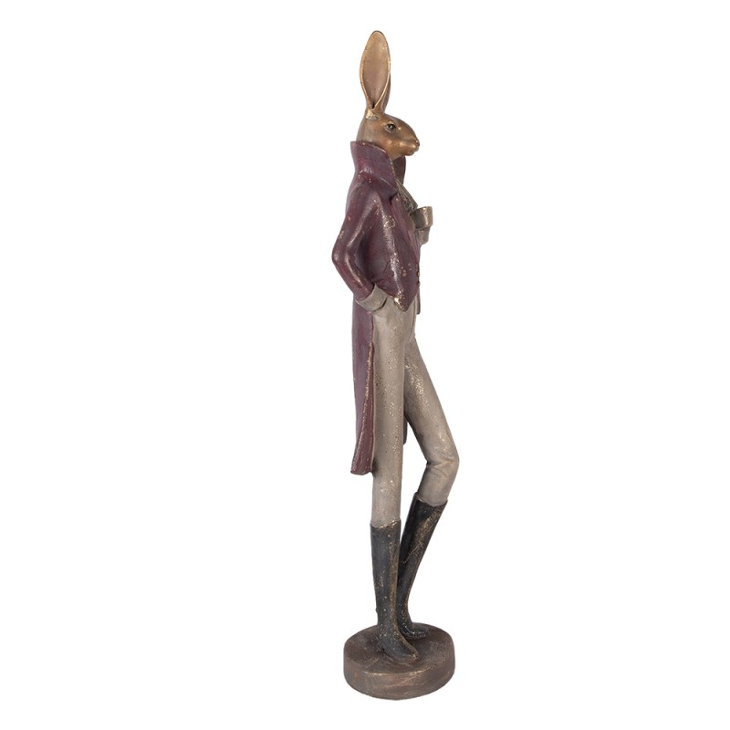 Clayre & Eef Decoratie Beeld Konijn 16x14x75 cm Goudkleurig Kunststof