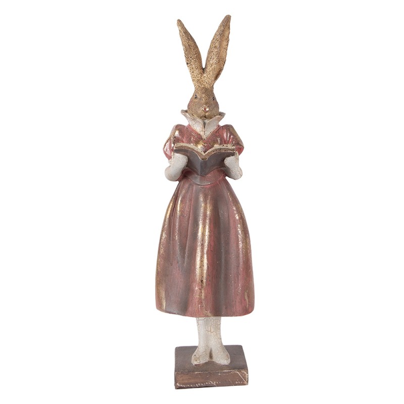 Clayre & Eef Decoratie Beeld Konijn 13x12x47 cm Goudkleurig Kunststof
