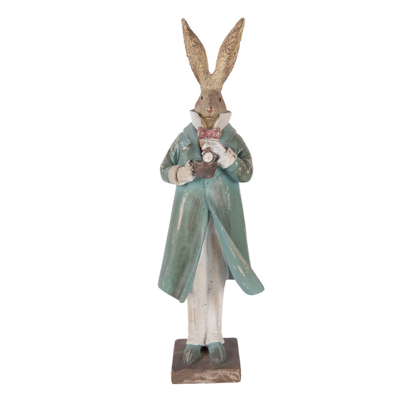 Clayre & Eef Decoratie Beeld Konijn 14x11x48 cm Goudkleurig Kunststof